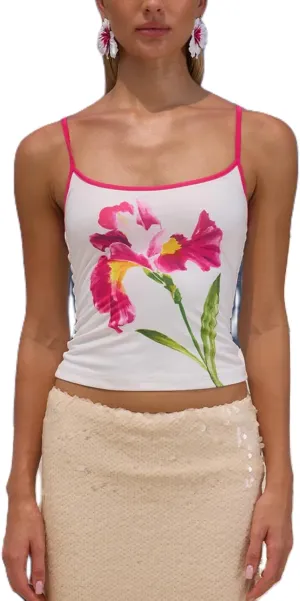 Y2K Spaghetti Strap Crop Top Vintage Floral Aesthetic Cami Tank Tops Teen Cute Summer Trendy Scoop Neck Going Out Tops