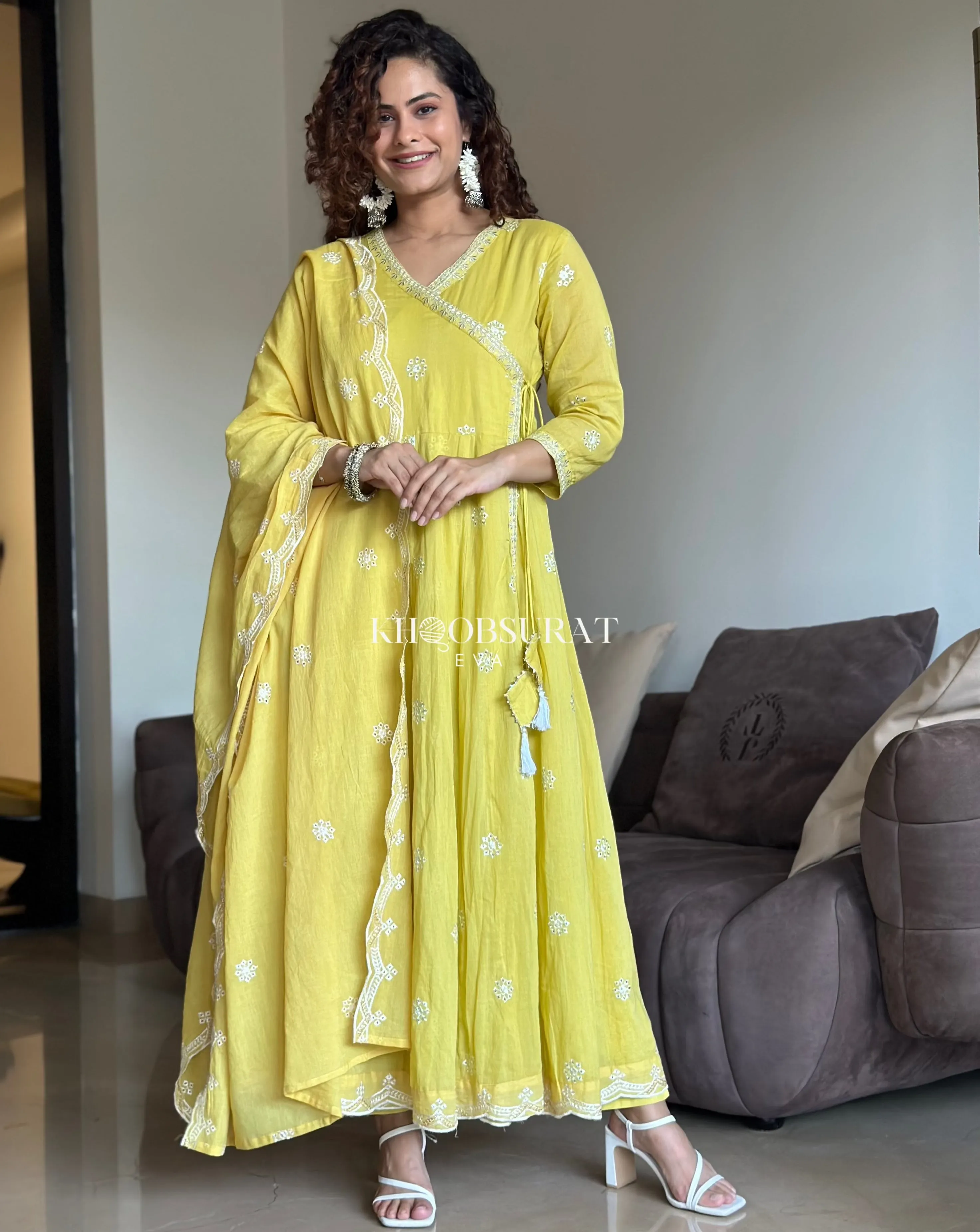 YELLOW FESTIVE DRESS DUPATTA SUIT SET