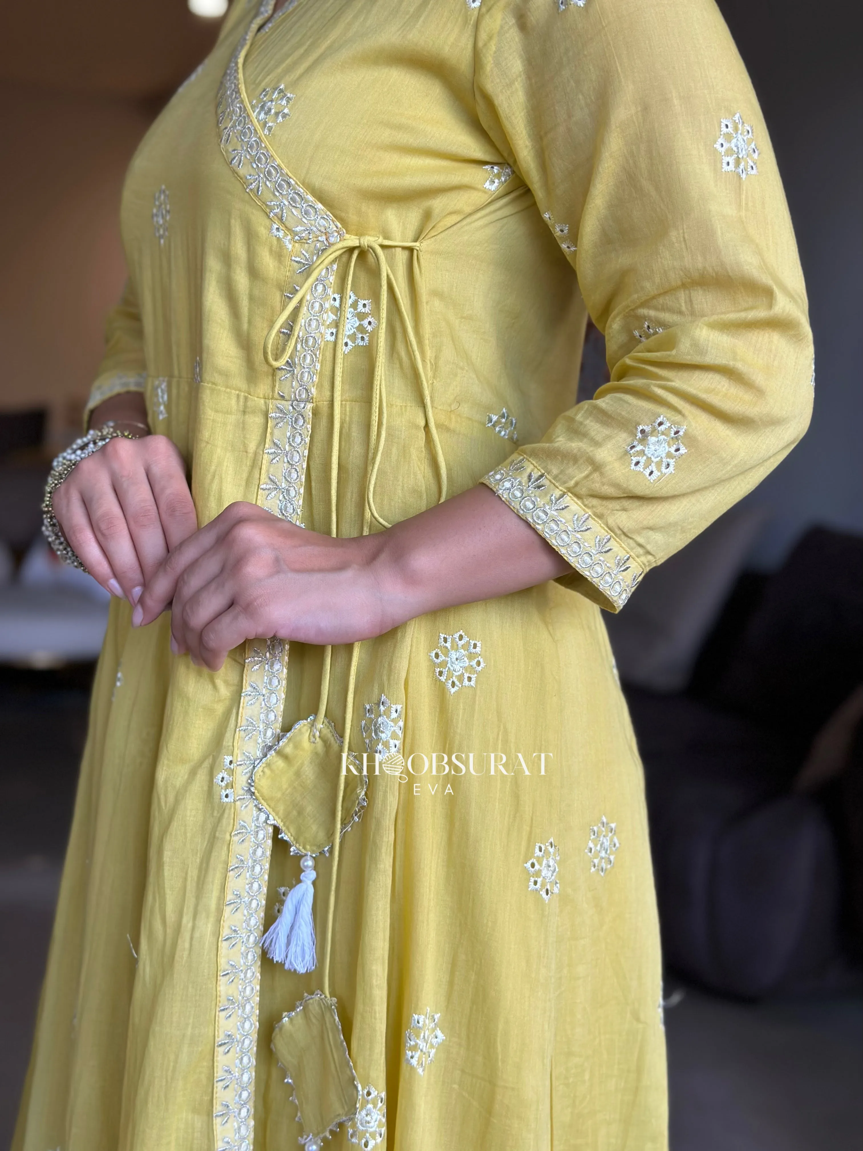 YELLOW FESTIVE DRESS DUPATTA SUIT SET