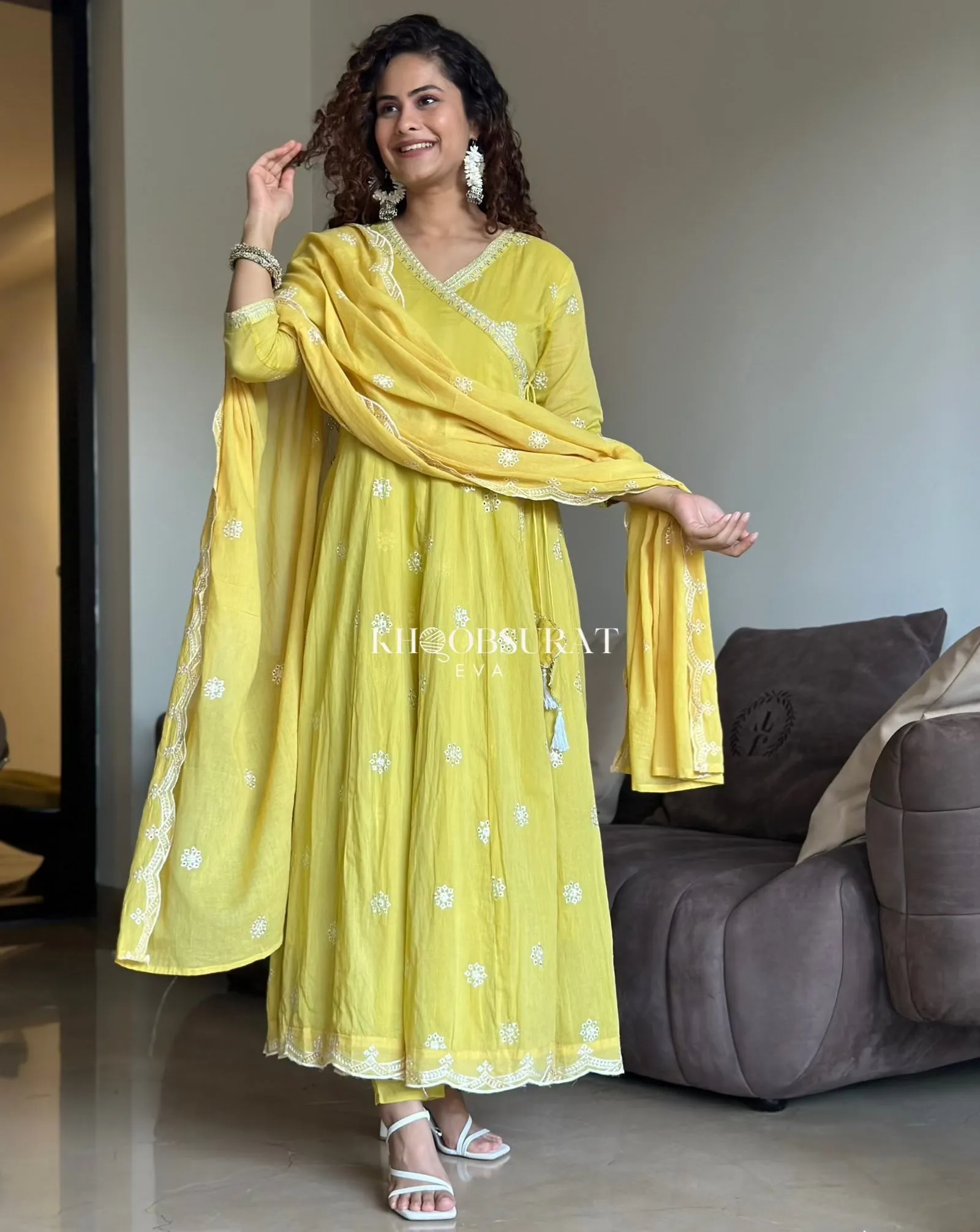 YELLOW FESTIVE DRESS DUPATTA SUIT SET