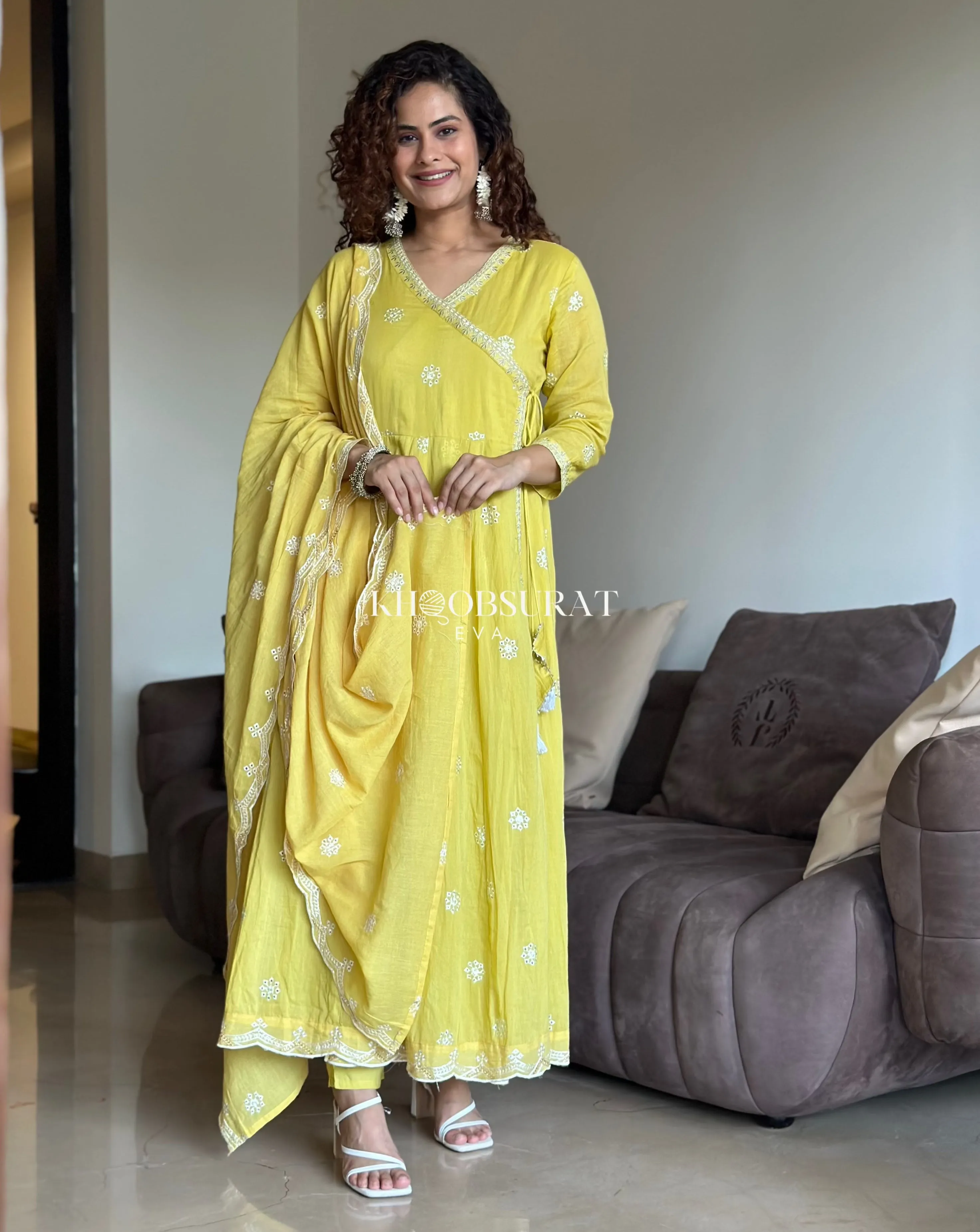 YELLOW FESTIVE DRESS DUPATTA SUIT SET