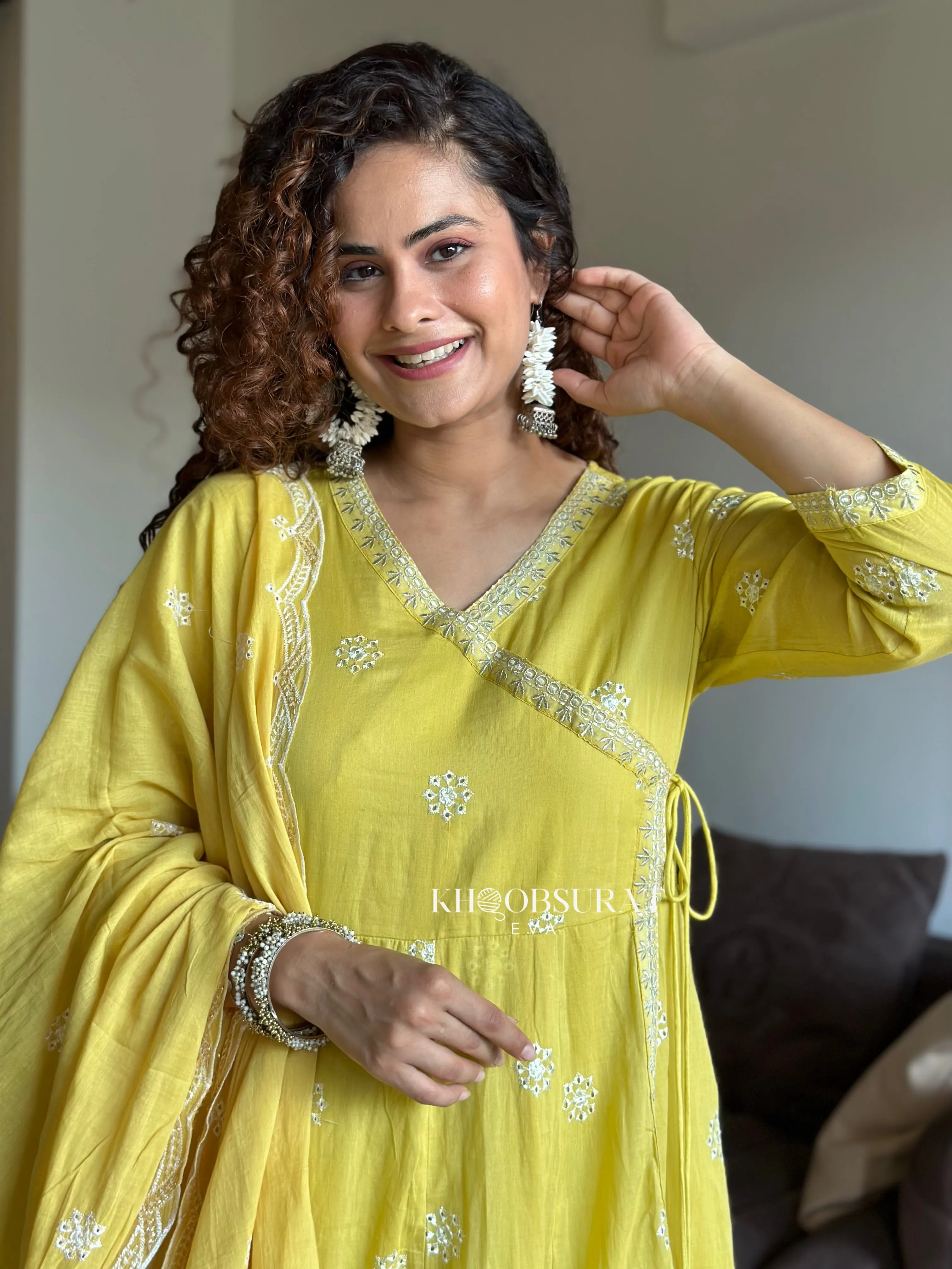 YELLOW FESTIVE DRESS DUPATTA SUIT SET