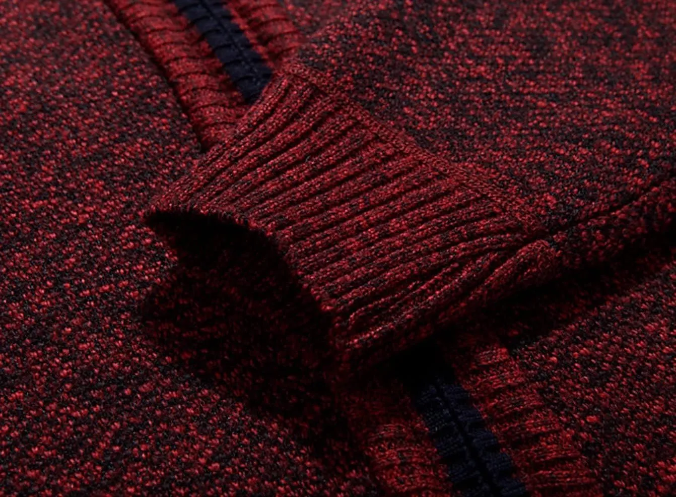 Yeokou Men's Casual Slim Full Zip Thick Knitted Cardigan Sweaters with Pockets
