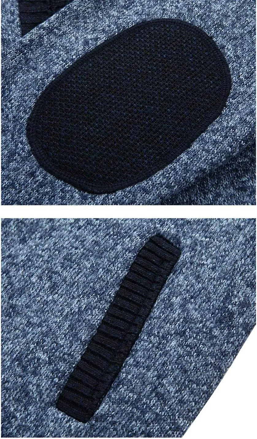 Yeokou Men's Casual Slim Full Zip Thick Knitted Cardigan Sweaters with Pockets