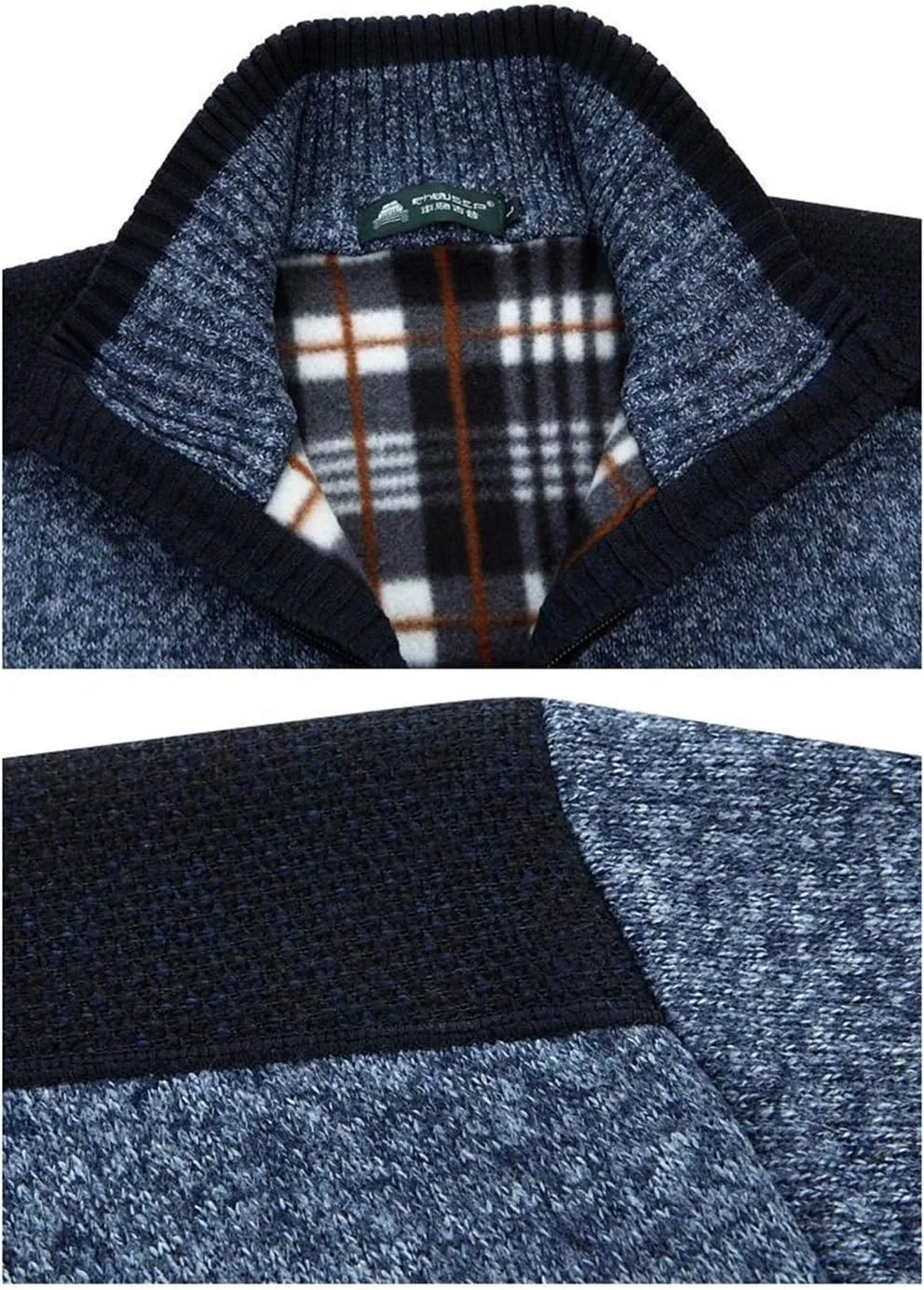 Yeokou Men's Casual Slim Full Zip Thick Knitted Cardigan Sweaters with Pockets