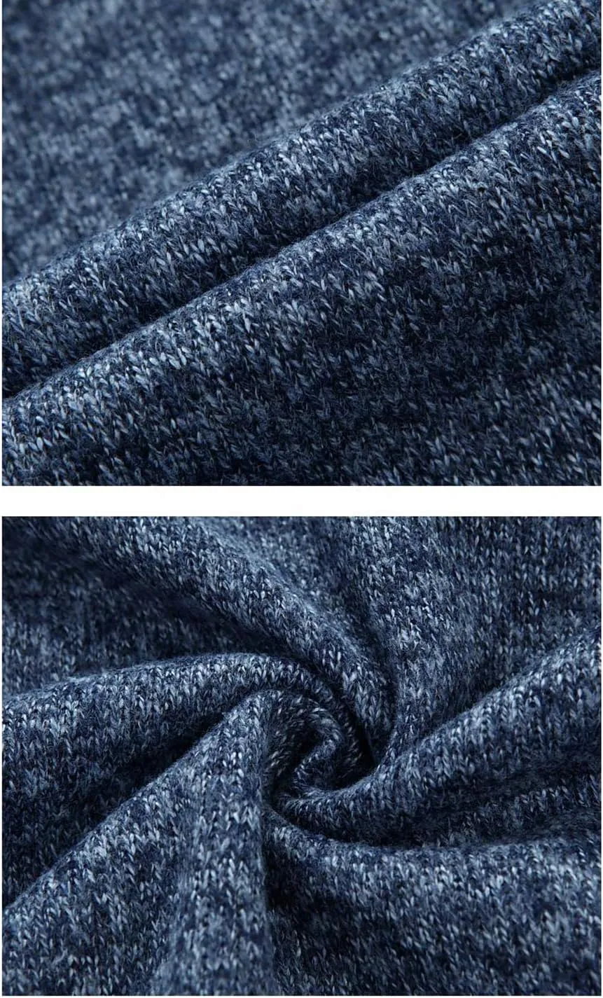 Yeokou Men's Casual Slim Full Zip Thick Knitted Cardigan Sweaters with Pockets