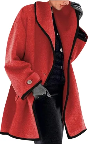 YMING Womens Wool Blend Hooded Trench Coat Winter Single Button Jackets Oversized Shawl Collar Outerwear with Pockets