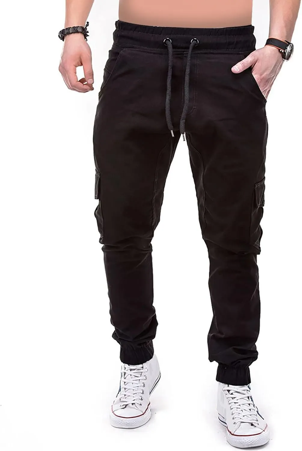 Ymosrh Cargo Work Pants for Men Solid Color Ripped Holes Frayed Gradient Washed Trousers Mens Exercise Pants XXL