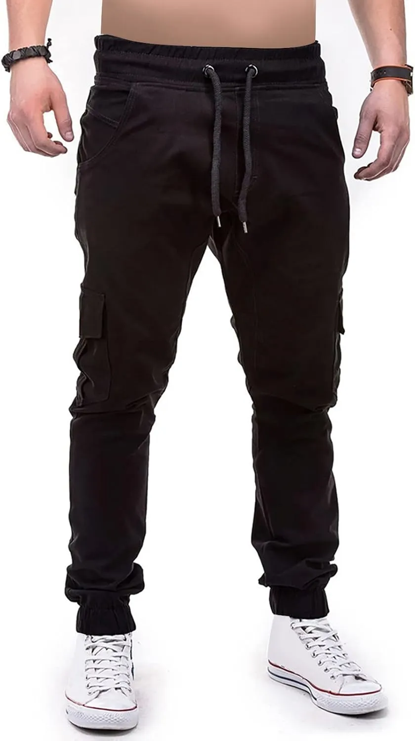 Ymosrh Cargo Work Pants for Men Solid Color Ripped Holes Frayed Gradient Washed Trousers Mens Exercise Pants XXL
