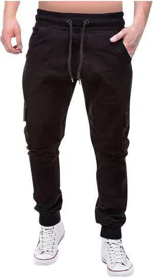 Ymosrh Cargo Work Pants for Men Solid Color Ripped Holes Frayed Gradient Washed Trousers Mens Exercise Pants XXL