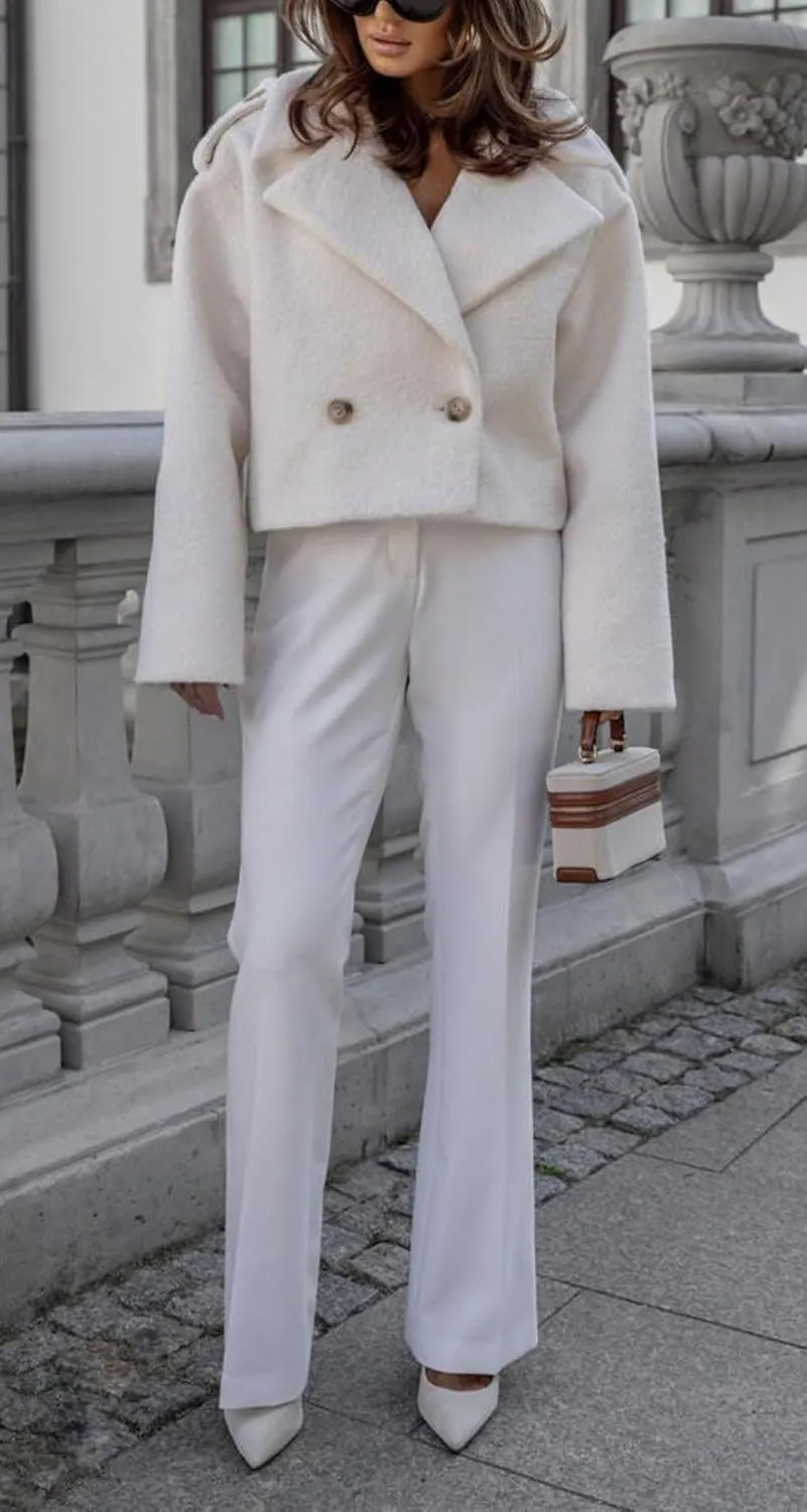 yoeasy Womens Casual Cropped Wool Blend Pea Coat Button Down Long Sleeve Lapel Jacket Short Trench Coat Outerwear