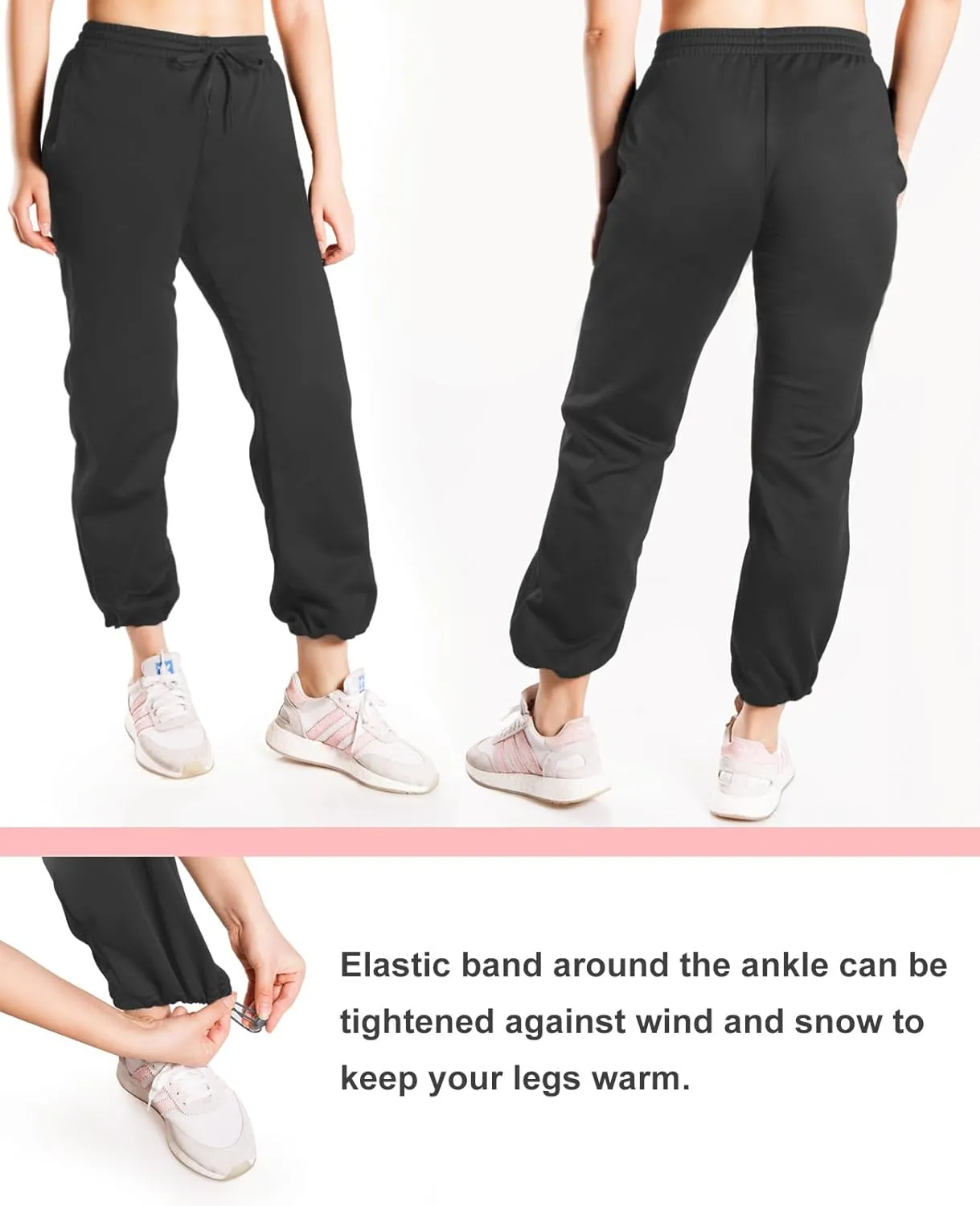 Yogipace,Petite/Regular/Tall,Women's Water Resistant Thermal Fleece Pants Sweatpants
