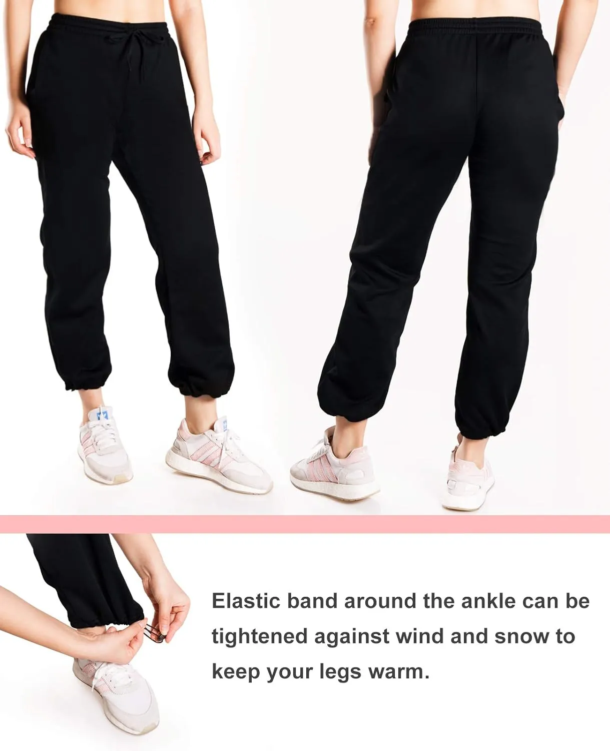 Yogipace,Petite/Regular/Tall,Women's Water Resistant Thermal Fleece Pants Sweatpants