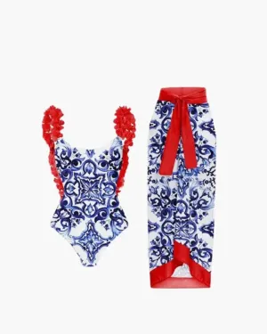 Zenya – Adjustable straps – Printed gathered two-piece swimsuit