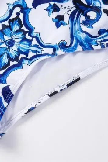 Zenya – Adjustable straps – Printed gathered two-piece swimsuit