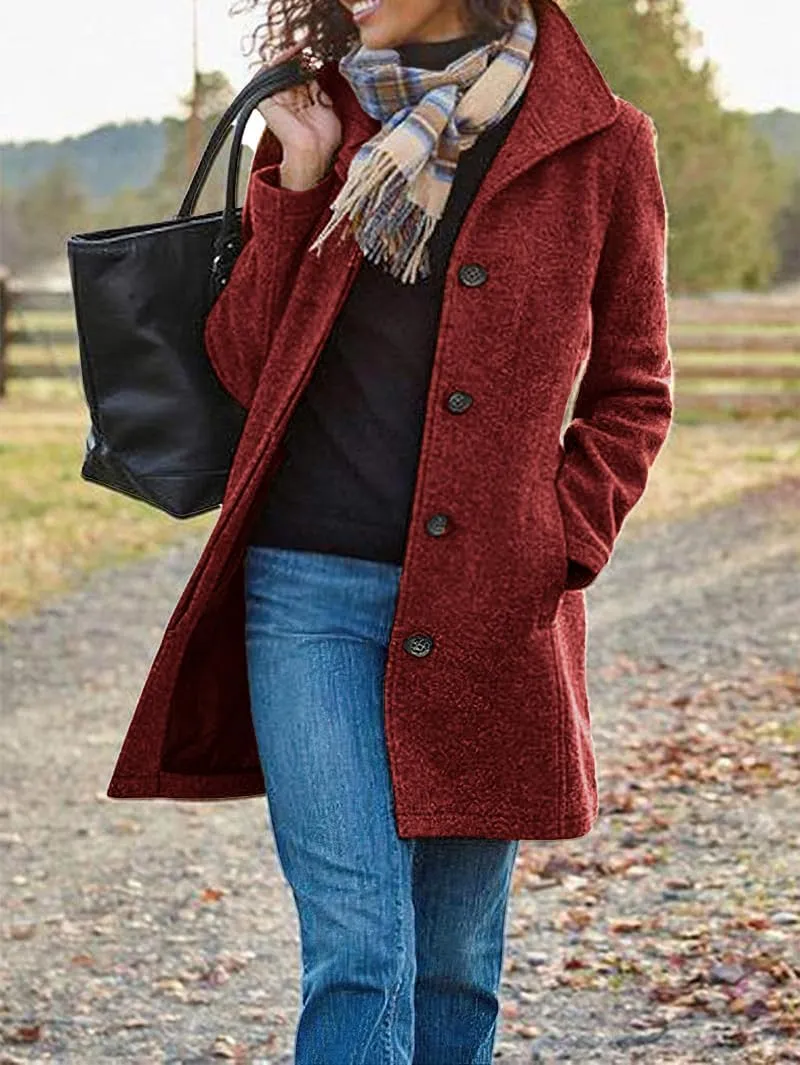 ZOCAVIA Womens Winter Trench Coat Wool Blend Mid Long Pea Coats Lapel Single Breasted Coat Wool Blazer Jacket Outerwear