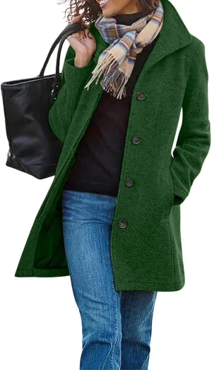 ZOCAVIA Womens Winter Trench Coat Wool Blend Mid Long Pea Coats Lapel Single Breasted Coat Wool Blazer Jacket Outerwear