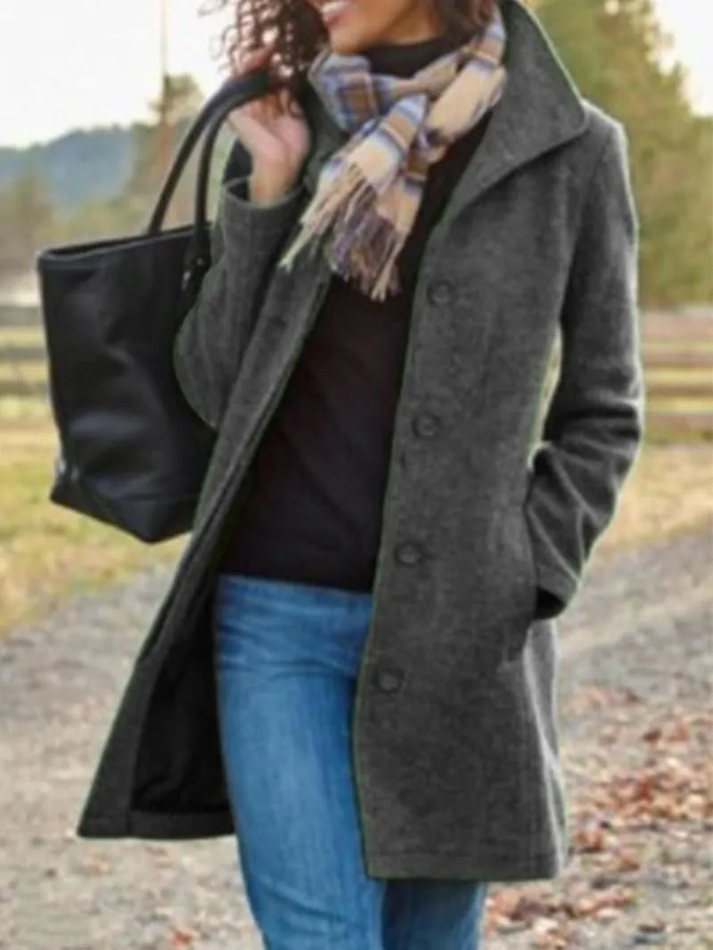 ZOCAVIA Womens Winter Trench Coat Wool Blend Mid Long Pea Coats Lapel Single Breasted Coat Wool Blazer Jacket Outerwear